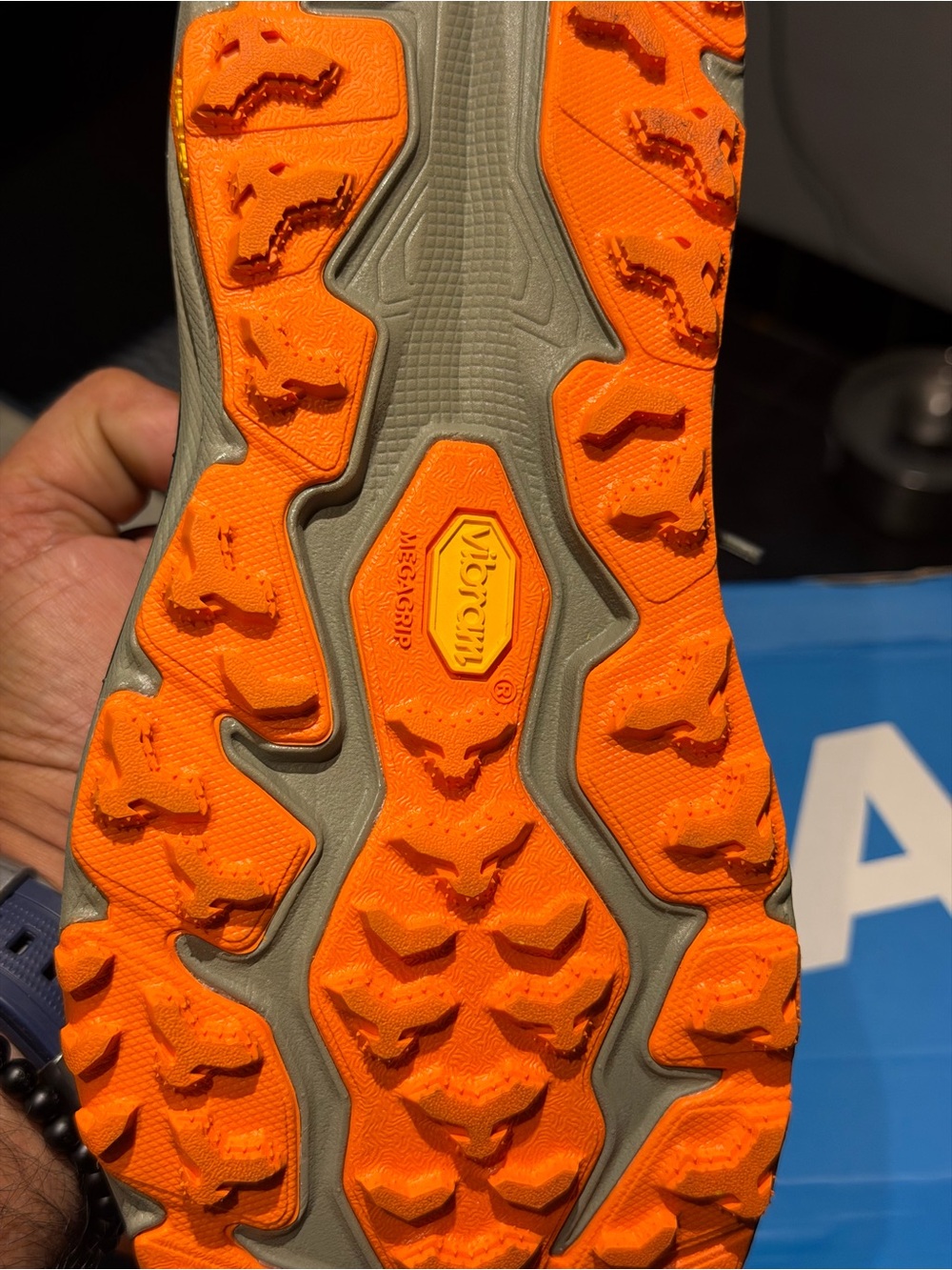 Hoka Men's Trail Runners in Olive Green and Orange 9.5 d - Picture 6 of 9